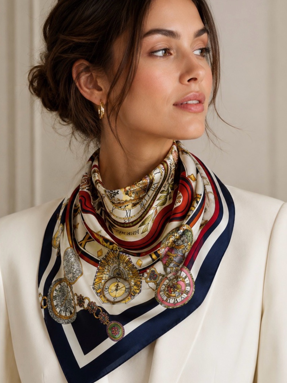 Hermes Carre 90cm / 34” Parmi les Fleurs Je Compte les Heures Silk Scarf